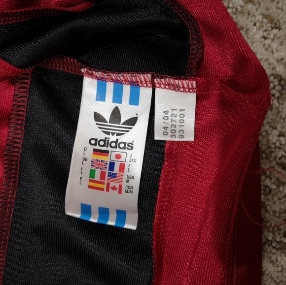 Vintage Adidas Trefoil Short Sleeve Red/ Black Str - Picture 5 of 6